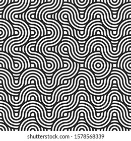 seamless rounded pattern in black and white