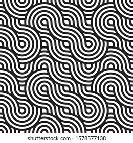 seamless rounded pattern in black and white