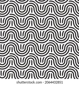 Seamless rounded pattern in black and white. Elegant abstract geometric vector.