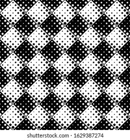 Seamless rounded square pattern background design - black and white vector graphic from squares