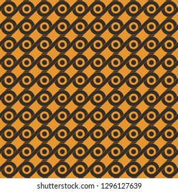 Seamless rounds connect pattern vector. Design abstract dark grey on yellow background. Design print for illustrations, wallpaper, textile, background. Set 5