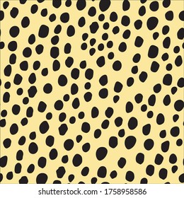 Seamless Row Texture. Dirty Blob. Black Dirty Ink. Seamless Dot Background. Vector Color. Animal Polka. Isolated Fur Cheetah Pattern. Beige Animal Polka. Cheetah Polka Blot. Polkadot Dots Pattern