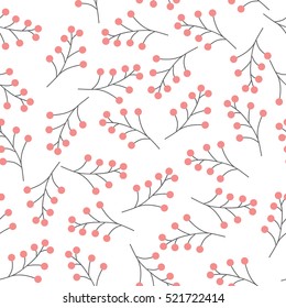 seamless rowan berries background pattern. winter and christmas design concept. vector illustration