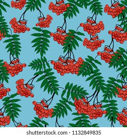 Seamless rowan pattern, vector