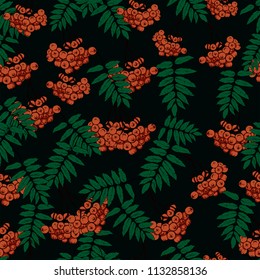 Seamless rowan pattern, vector