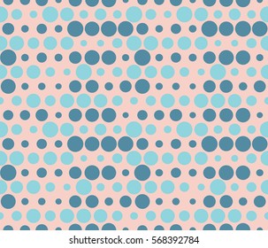 Seamless rows of dots with halftone effect. Abstract dotted background in beige and blue. Seamless dotted texture in vector