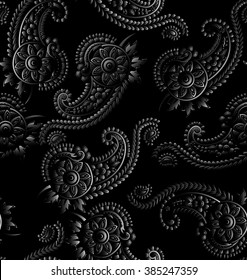 Seamless Royal Black Paisley Background