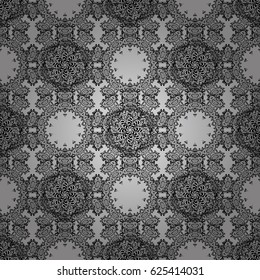 Seamless royal luxury dim baroque damask vintage. Vector seamless pattern with dim antique floral medieval decorative, leaves and dim pattern ornaments on gray background.
