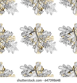 Seamless royal luxury golden baroque damask vintage. Vector pattern background wallpaper with gold antique floral medieval decorative flowers, leaves and gold pattern ornaments on white background.