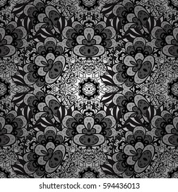 Seamless royal luxury gray baroque damask vintage. Vector with antique floral medieval decorative, leaves and gray pattern ornaments.