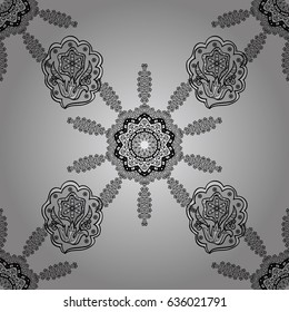 Seamless royal luxury white baroque damask vintage. Vector seamless pattern with white antique floral medieval decorative, leaves and white pattern ornaments on gray background.