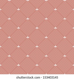 Seamless Royal pattern with fleur-de-lis. Polka dot print. Stylish vector texture