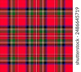 Seamless Royal Stewart tartan plaid pattern. Christmas and New Year pixel check vector in red, blue, green, yellow, black, white for gift paper, tablecloth, other modern winter textile print,EPS 10.