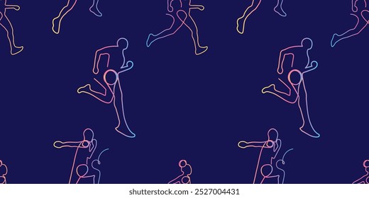 Sem emenda de posas de corrida com desenho de uma linha no estilo de cor arco-íris