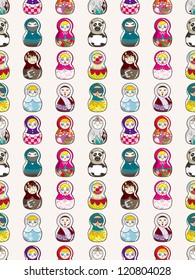 seamless Russian doll pattern,cartoon vector illustration