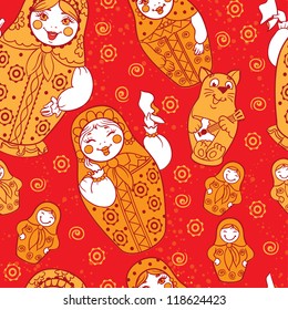 Seamless russian Dolls pattern Russian nested doll, Matrioshka, Babushka doll, Russian Souvenir, present.