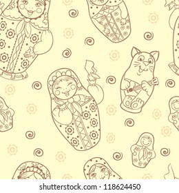 Seamless russian Dolls  pattern Russian nested doll, Matrioshka, Babushka doll, Russian Souvenir, present.