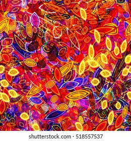Seamless Russian Pattern. Floral background. Bright colorful texture. For fabric, print, invitation card, wrapping paper