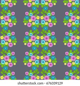 Seamless rustic pattern in small wild flowers. Rural style millefleurs. Floral meadow background for textile, wallpaper, pattern fills, covers, surface, print, gift wrap, scrapbooking, decoupage.