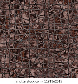 Seamless rusty camouflage covered with abstract network.
