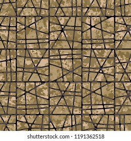 Seamless rusty camouflage covered with abstract network.