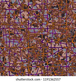 Seamless rusty camouflage covered with abstract network.