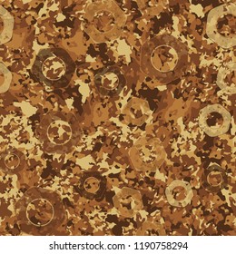 Seamless rusty camouflage with screw-nuts.