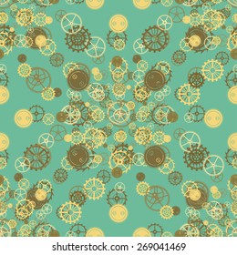 Seamless rusty cogwheel pattern. Factory background