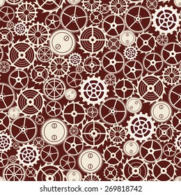 Seamless rusty cogwheel pattern. Factory background