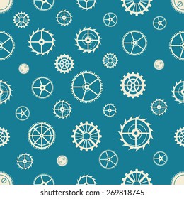 Seamless rusty cogwheel pattern. Factory background