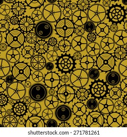 Seamless rusty cogwheel pattern. Factory background