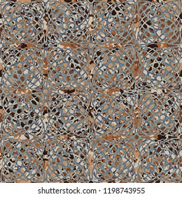 Seamless rusty texture with a pattern made up of arcs forming squares.