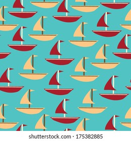 Seamless Sailboat Pattern in Vector
