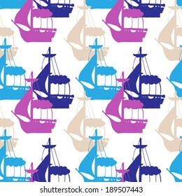 Seamless Sailboat Pattern (vector)