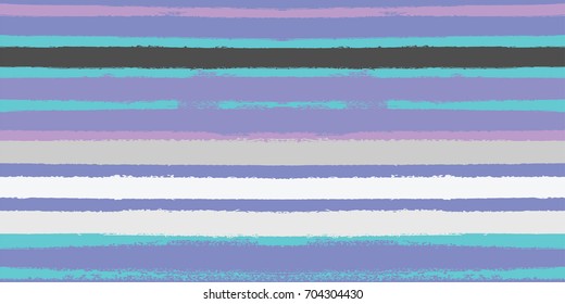 Seamless Sailor Stripes Summer Pattern. Vector Hand Painted Ink Lines. Funky Female Autumn Paintbrush Stripes Background. Fashion Textile Fabric Seamless Pattern. Trendy Funky Stripy Grunge Graffiti.