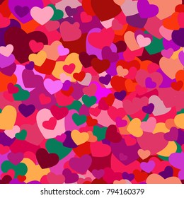 Seamless Saint Valentine pattern with colorful hearts. Vector illustration. Love wrapping or wallpaper.