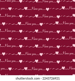Seamless Saint Valentine pattern with red hearts on white and pink background. Decorative vector wallpaper. good for print on fabric or paper
