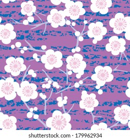 Seamless Sakura Flowers and Branches Background Pattern
