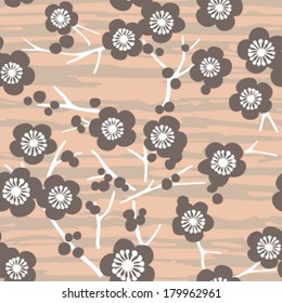 Seamless Sakura Flowers and Branches Background Pattern