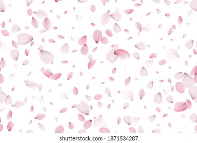 Pétalos de sakura sin mar. Caída de pétalos de cerezo realistas