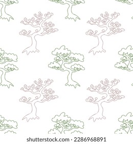 Seamless sakura and pine pattern