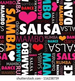 Seamless Salsa And Other Dance Type And Style Background Pattern In Vector