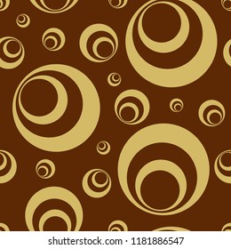 Seamless sample from the repeating big and small circles. Gold bubbles. Japanese style. Asian colors of prosperity. Endless texture for textile design. Abstract geometrical texture. Vector color.