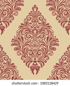 Seamless sand background with terracotta pattern in baroque style. Vector retro illustration. Ideal for printing on fabric or paper for wallpapers, textile, wrapping. 