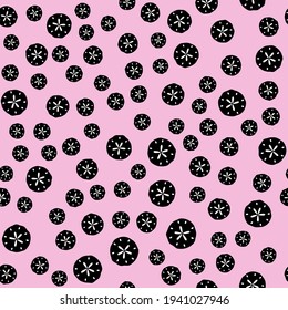 Seamless sand dollar vector pattern. Repeat background with seaside shell elements. Trendy pink summer fashion print design. Modern illustration.