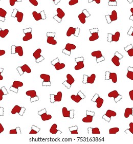 seamless Santa boots background isolated on white