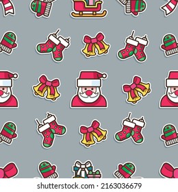 Seamless Santa Claus in Christmas pattern