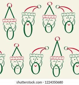 Seamless Santa Claus pattern. Created with numbers and alphabet. Vector illustration.