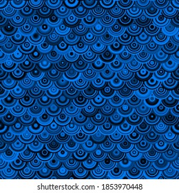 Seamless Sapphire Chain Mail Dragon Scales. Simply Fish Blue Scale Background For Design. Vector Illustration Pattern Texture