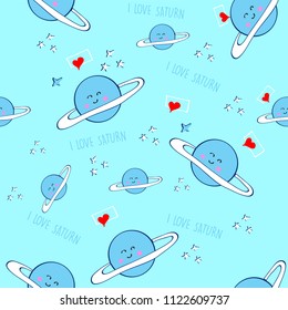 Seamless saturn planet pattern vector